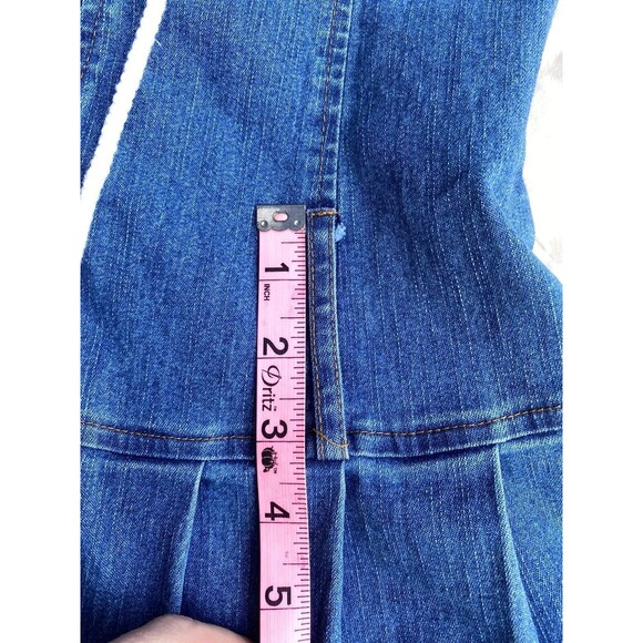 Y2K Denim Tube Dress M Pleated Skirt Lace-Up Front Drop Waist Skater 2000s USA - Picture 11 of 16